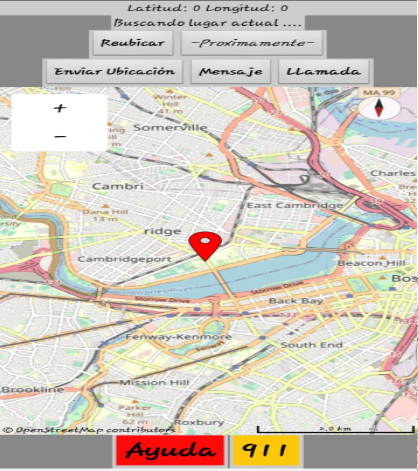 Al abrir la app tendras a la vista lo siguiente: reubicacion, mensaje,
llamar, ayuda y 911, se mostrara una leyenda con tu ubicacion en automatico(se 
necesita internet o datos moviles)